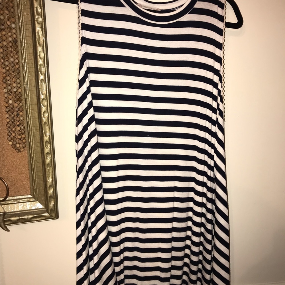 Navy and white tank top tunic